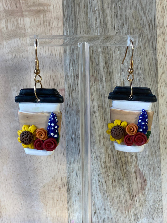 Floral Coffee Earrings