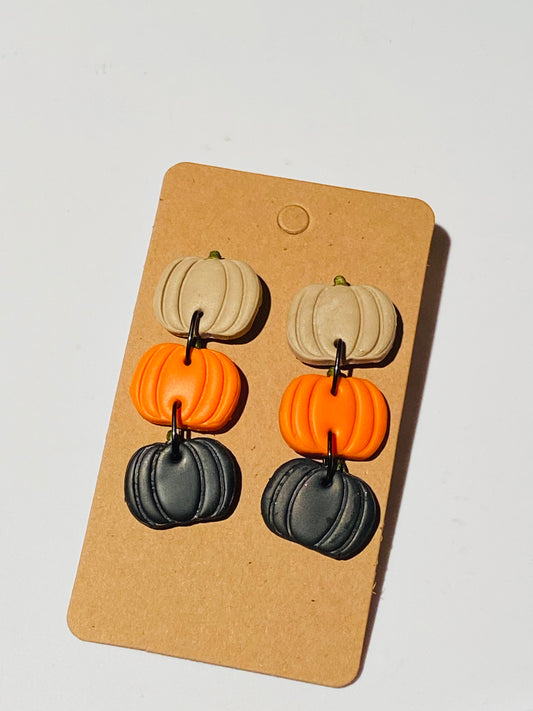 Tan , Orange & Black Pumpkin Trio