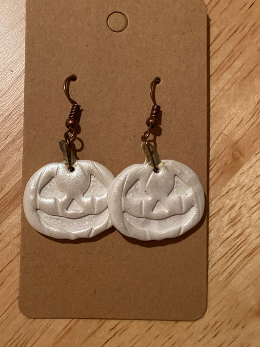 White Carved Pumpkin Dangles