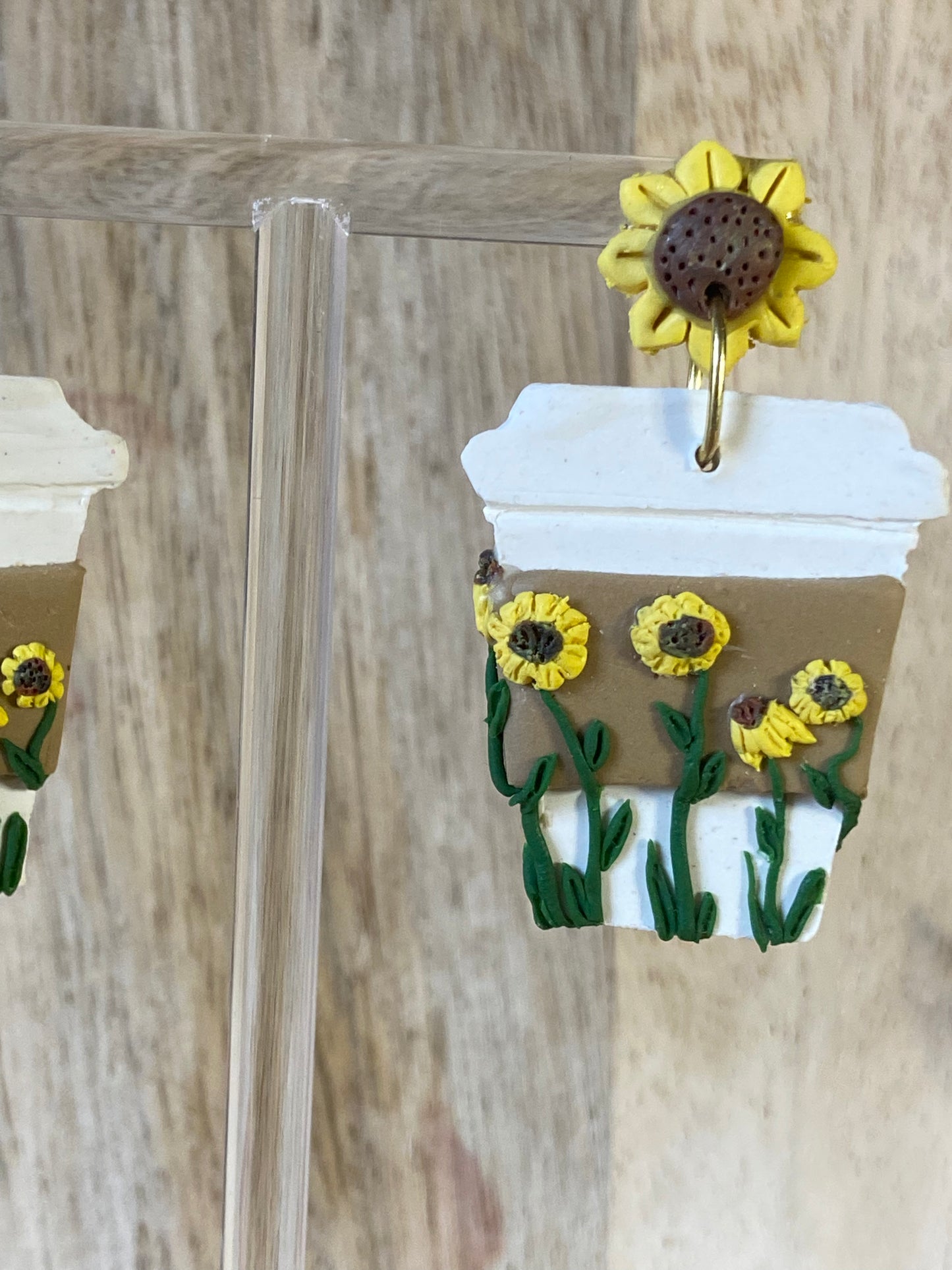 Mini Sunflower Coffee Earrings